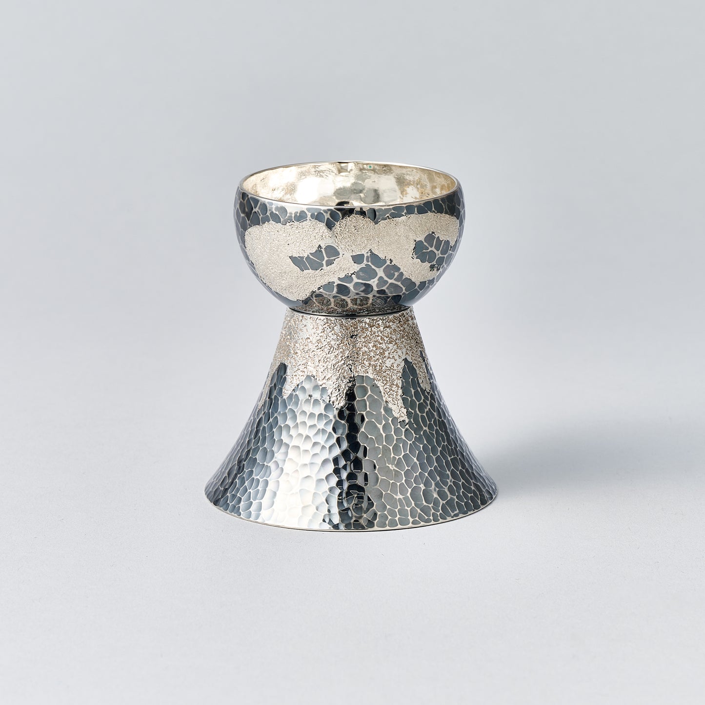 純銀　玉盃　つきみふじ　ふじ黒