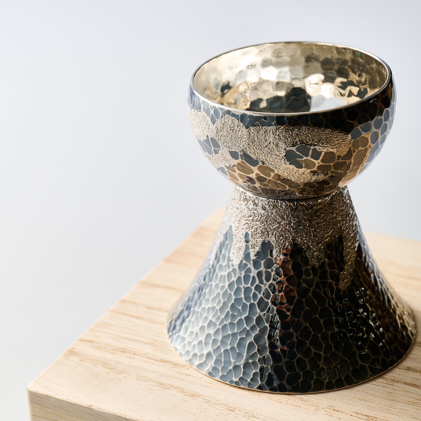 純銀　玉盃　つきみふじ　ふじ黒