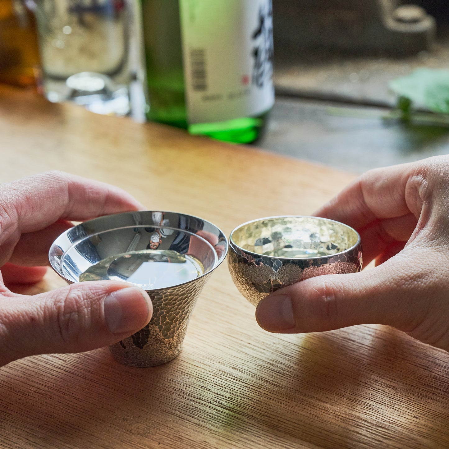 純銀　玉盃　つきみふじ　つき黒